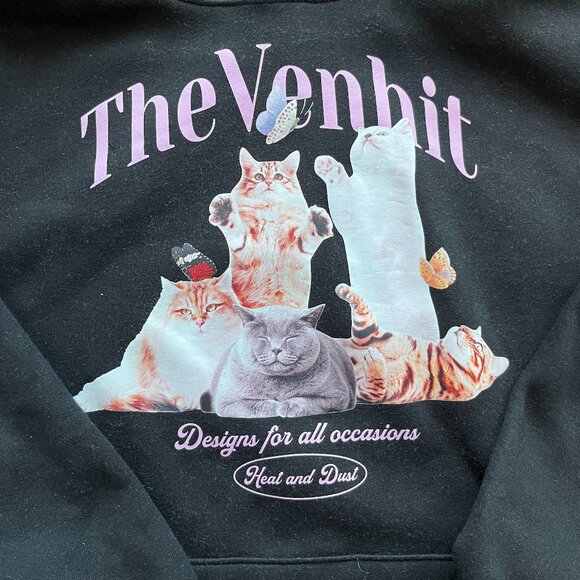 Like New Black/Pink Cat Hoodie - Picture 1 of 3